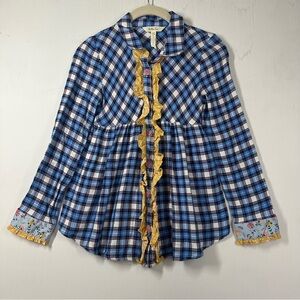 Matilda Jane Make Believe Top Girl's 12 Blue Plaid Floating Away Button‎ Tunic